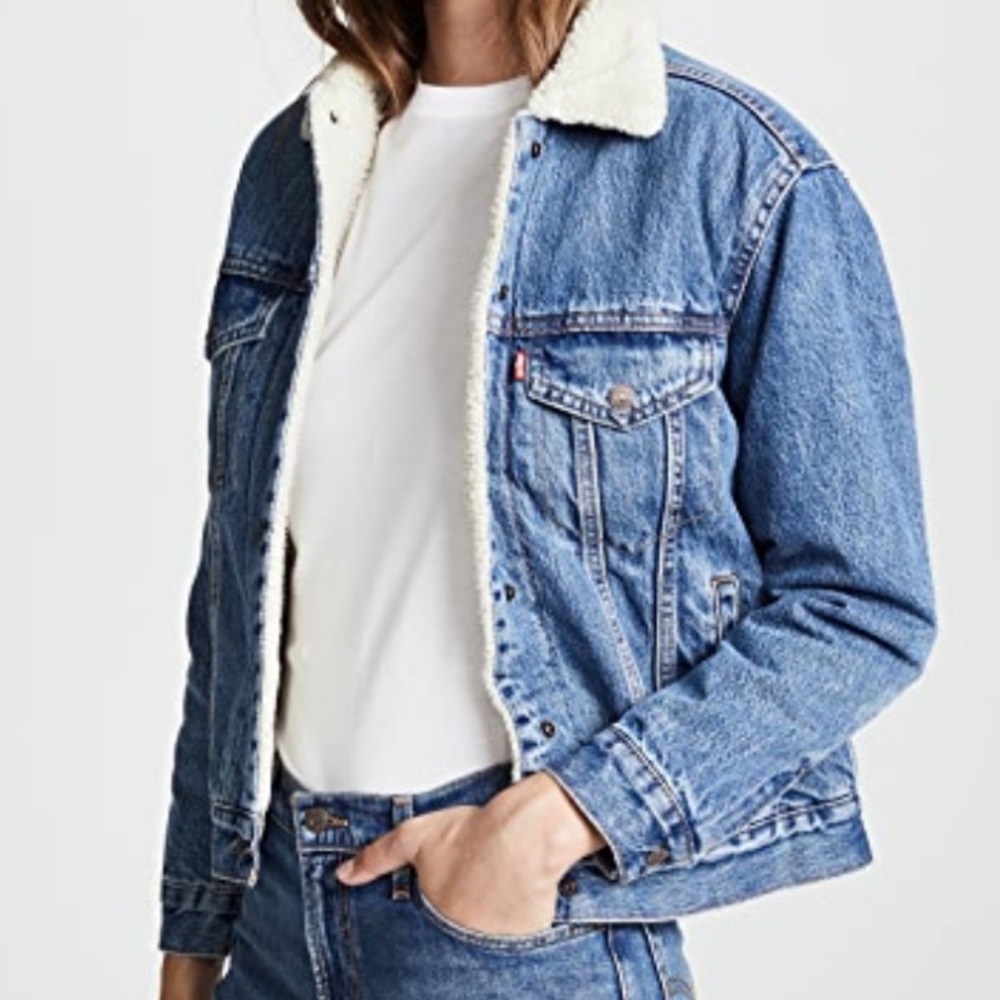 Levi’s Sherpa Denim Trucker Jacket - dark blue